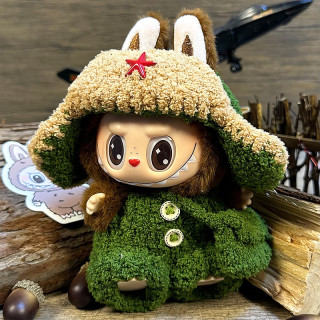 2025.06.13 Labubu Clothes Military coat (Lei Feng cap + bib pants + messenger bag)