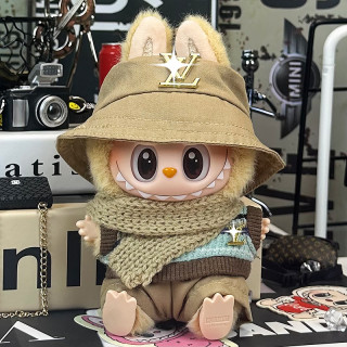 2025.06.13 Labubu Clothes Khaki suit (bucket hat + sweater + scarf + pants)