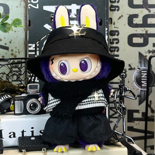 2025.06.13 Labubu Clothes Black suit (bucket hat + sweater + scarf + pants)