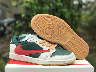 Authentic Travis Scott x Air Jordan 1 Low Green/Red/Beige