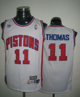 Throwback Detroit Pistons -11 Thomas White Stitched NBA Jersey