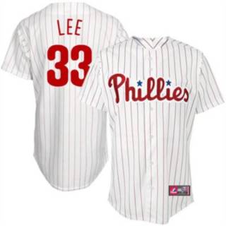 Philadelphia Phillies #33 Cliff Lee White Red Strip Stitched MLB Jersey