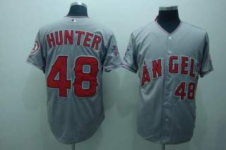 Los Angeles Angels of Anaheim -48 Torii Hunter Stitched Grey Cool Base MLB Jersey