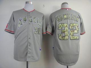 Los Angeles Angels of Anaheim -32 Josh Hamilton Grey USMC Cool Base Stitched MLB Jersey