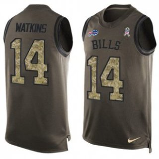Nike Bills -14 Sammy Watkins Green Stitched NFL Limited Salute To Service Tank Top Jersey