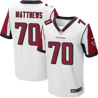 Nike Falcons -70 Jake Matthews White Men's Stitched NFL Elite Jersey