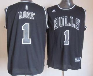 Chicago Bulls -1 Derrick Rose Black Shadow Stitched NBA Jersey