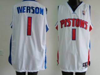 Detroit Pistons -1 Allen Iverson Stitched White NBA Jersey
