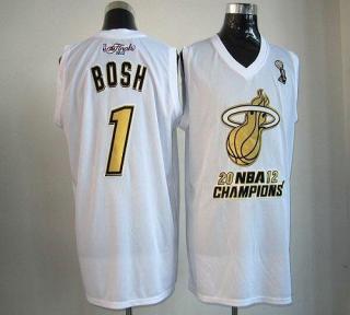 Miami Heat -1 Chris Bosh White Majestic 2012 NBA Champions Stitched NBA Jersey