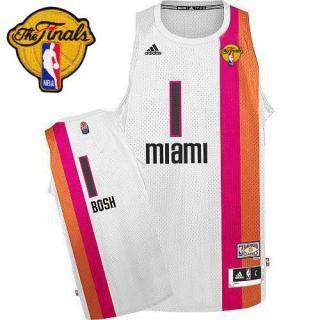 Miami Heat -1 Chris Bosh White ABA Hardwood Classic With Finals Patch Stitched NBA Jersey