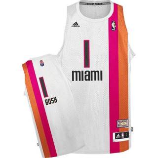 Miami Heat -1 Chris Bosh White ABA Hardwood Classic Stitched NBA Jersey