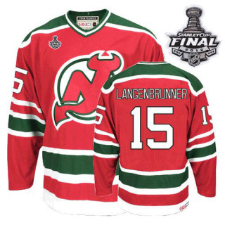 New Jersey Devils -15 Jamie Langenbrunner 2012 Stanley Cup Finals Red and Green CCM Throwback Stitch