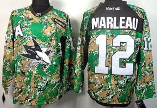 San Jose Sharks -12 Patrick Marleau Camo Veterans Day Practice Stitched NHL Jersey