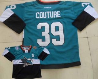 San Jose Sharks -39 Logan Couture Teal Black 2015 Stadium Series Stitched NHL Jersey