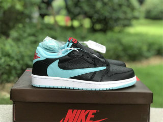 Authentic Travis Scott x Air Jordan 1 Low Tiffany Blue/Black/Red