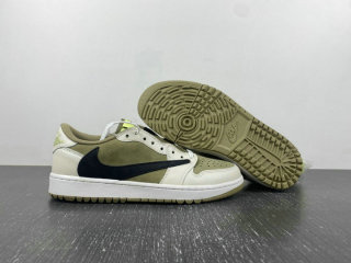 Authentic Travis Scott x Air Jordan 1 Low Olive Green/Black/White