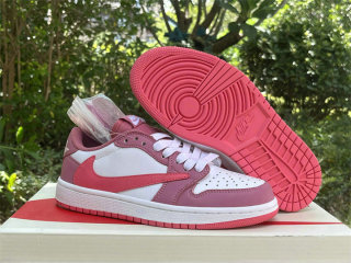 Authentic Travis Scott x Air Jordan 1 Low White/Pink Barb