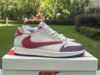 Authentic Travis Scott x Air Jordan 1 Low Purple/Red