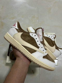 Authentic Travis Scott x Air Jordan 1 Low Pink/White/Brown