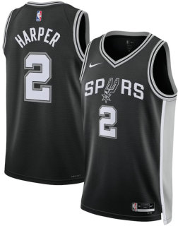 Men's San Antonio Spurs Dylan Harper Fanatics Black 2025 NBA Draft First Round Pick Fast Break Replica Jersey - Icon Edition