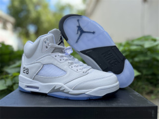 Authentic Air Jordan 5 Silver/White