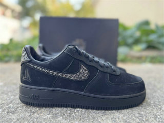 Authentic Nike Air Force 1 JA LUXE Black/Metallic Silver