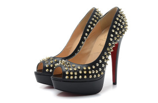 CL 14 cm black fish mouth sandals AAA