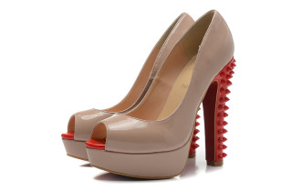 CL 14 cm Nude patent-leather fish mouth sandals AAA
