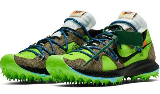 Authentic OFF-WHITE x Nike Zoom Terra Kige 5 Electric Green/Metallic Silver-Sail