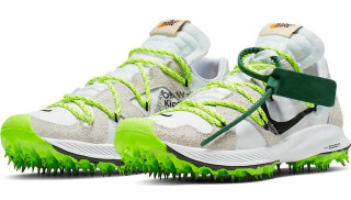 Authentic OFF-WHITE x Nike Zoom Terra Kige 5 White/Metallic Silver-Sail-Safety Orange