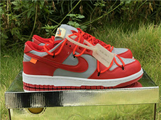 Authentic OFF-WHITE x Futura x Nike Dunk University Red-Wolf Grey