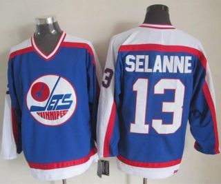 Winnipeg Jets -13 Teemu Selanne Blue White CCM Throwback Stitched NHL Jersey