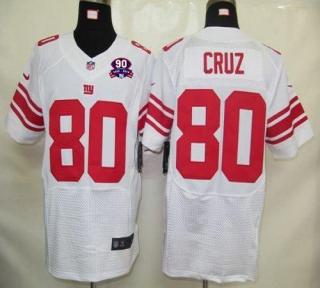 Nike New York Giants #80 Victor Cruz White With 1925-2014 Season Patch Men's Stitched NFL Elite Jers
