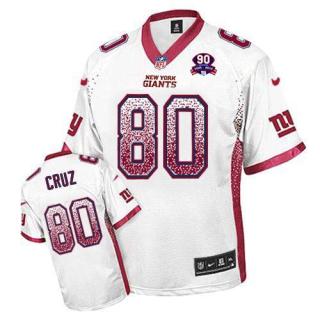 Nike New York Giants #80 Victor Cruz White With 1925-2014 Season Patch Men's Stitched NFL Elite Drif