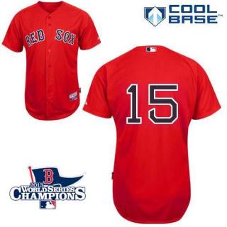 Boston Red Sox #15 Dustin Pedroia Red Cool Base 2013 World Series Champions Patch Stitched MLB Jerse