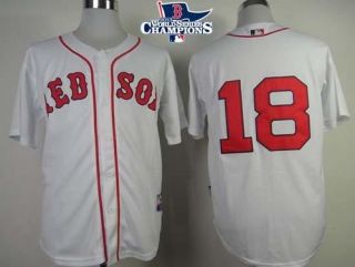 Boston Red Sox #18 Shane Victorino White Cool Base 2013 World Series Champions Patch Stitched MLB Je