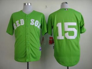 Boston Red Sox #15 Dustin Pedroia Green Stitched MLB Jersey