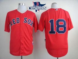 Boston Red Sox #18 Shane Victorino Red Cool Base 2013 World Series Champions Patch Stitched MLB Jers