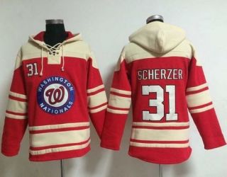 Washington Nationals #31 Max Scherzer Red Sawyer Hooded Sweatshirt MLB Hoodie