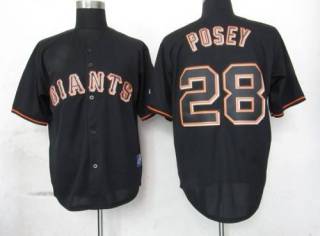 San Francisco Giants #28 Buster Posey Black Fashion Stitched MLB Jersey