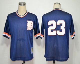 Mitchell and Ness Detroit Tigers #23 Kirk Gibson Blue Throwback Stitched MLB Jersey