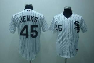 Chicago White Sox -45 Bobby Jenks Stitched White Black Strip MLB Jersey