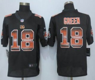 2015 New Nike Cincinnati Bengals -18 A J Green Black Strobe Limited Jersey