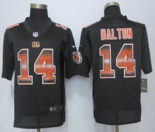 2015 New Nike Cincinnati Bengals -14 Andy Dalton Black Strobe Limited Jersey