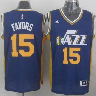 Revolution 30 Utah Jazz -15 Derrick Favors Navy Blue Stitched NBA Jersey