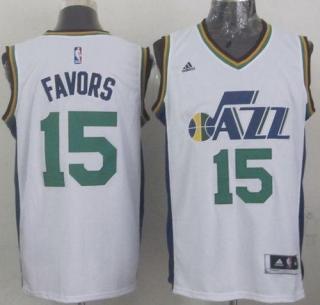 Revolution 30 Utah Jazz -15 Derrick Favors White Stitched NBA Jersey