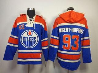 Edmonton Oilers -93 Nugent-Hopkins Light Blue Sawyer Hooded Sweatshirt Stitched NHL Jersey