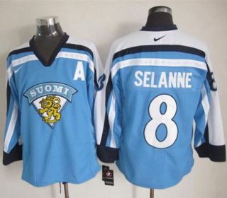Winnipeg Jets -8 Teemu Selanne Light Blue Nike Throwback Stitched NHL Jersey