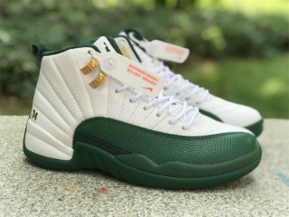 Authentic Air Jordan 12 White/Green/Gold