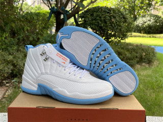Authentic Air Jordan 12 White/College Blue